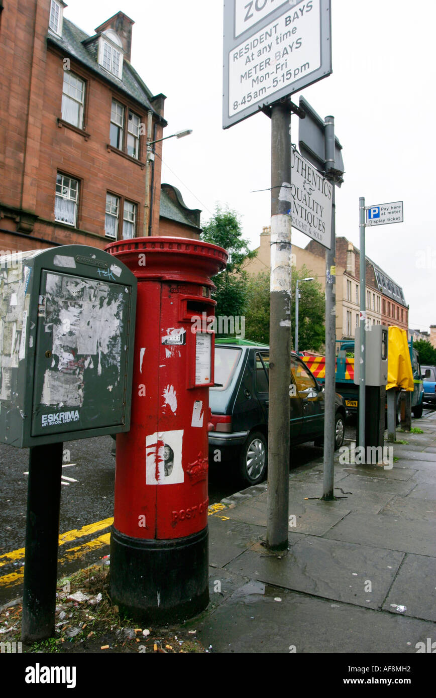 Casella postale Street scene Glasgow REGNO UNITO Foto Stock