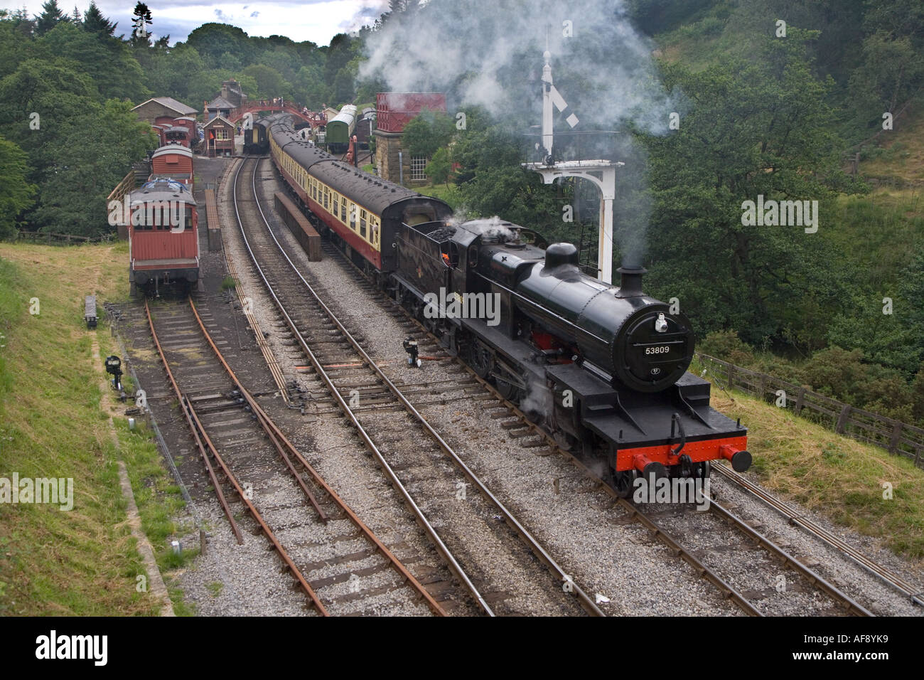 Stazione di Goathland North Yorks Steam Railway Regno Unito Luglio Foto Stock