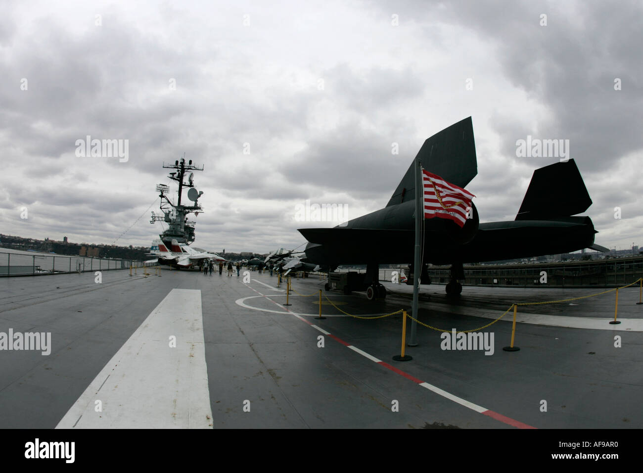 Lockheed A 12 Blackbird sul ponte di volo della USS Intrepid alla Intrepid Sea Air Space Museum Foto Stock