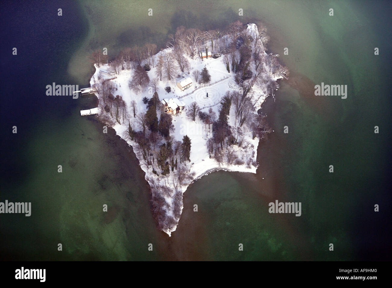 Rose Island in inverno, in Germania, in Baviera, Feldafing Foto Stock