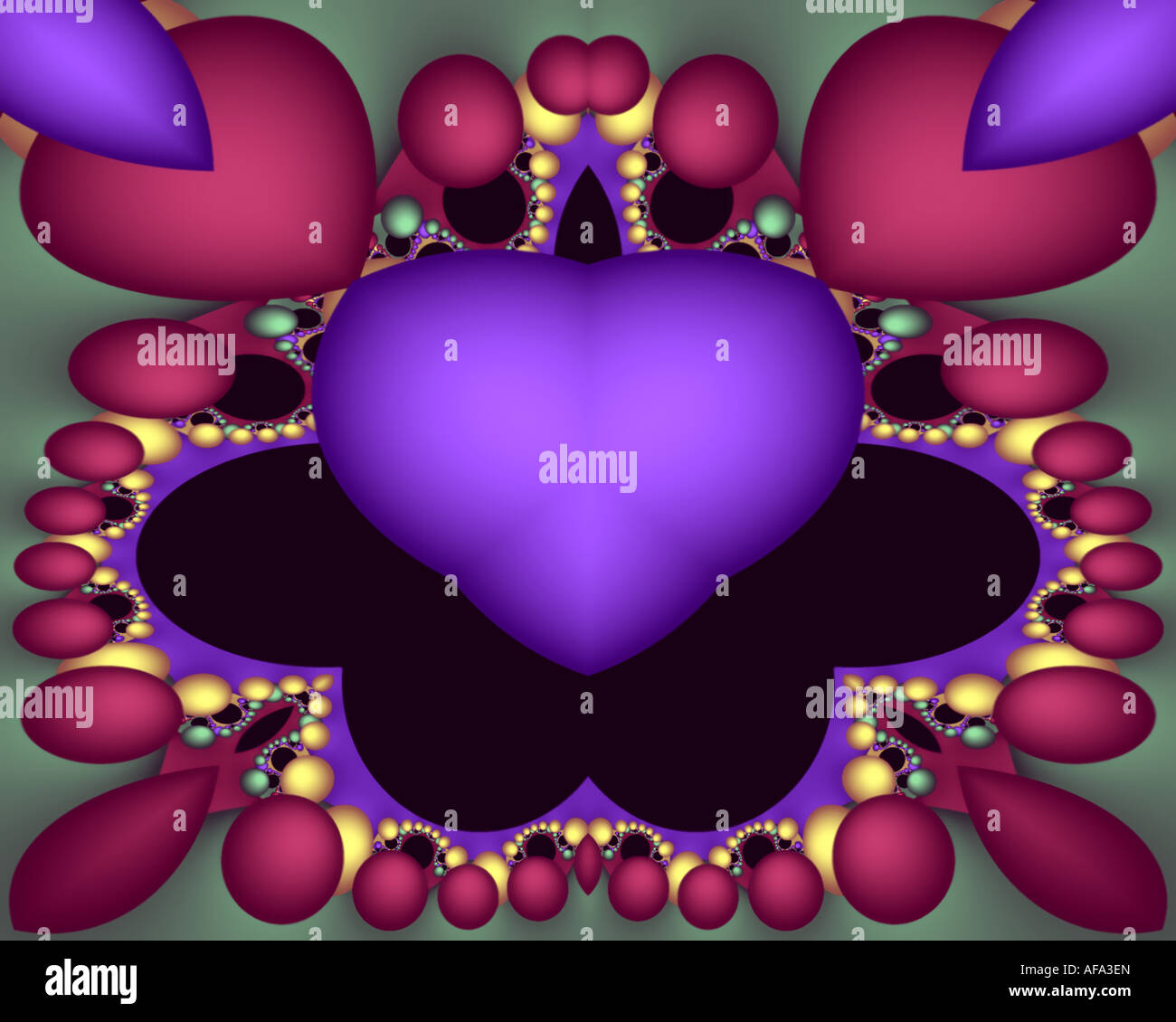 Abstract frattale che assomiglia a un cuore viola telaio Foto Stock