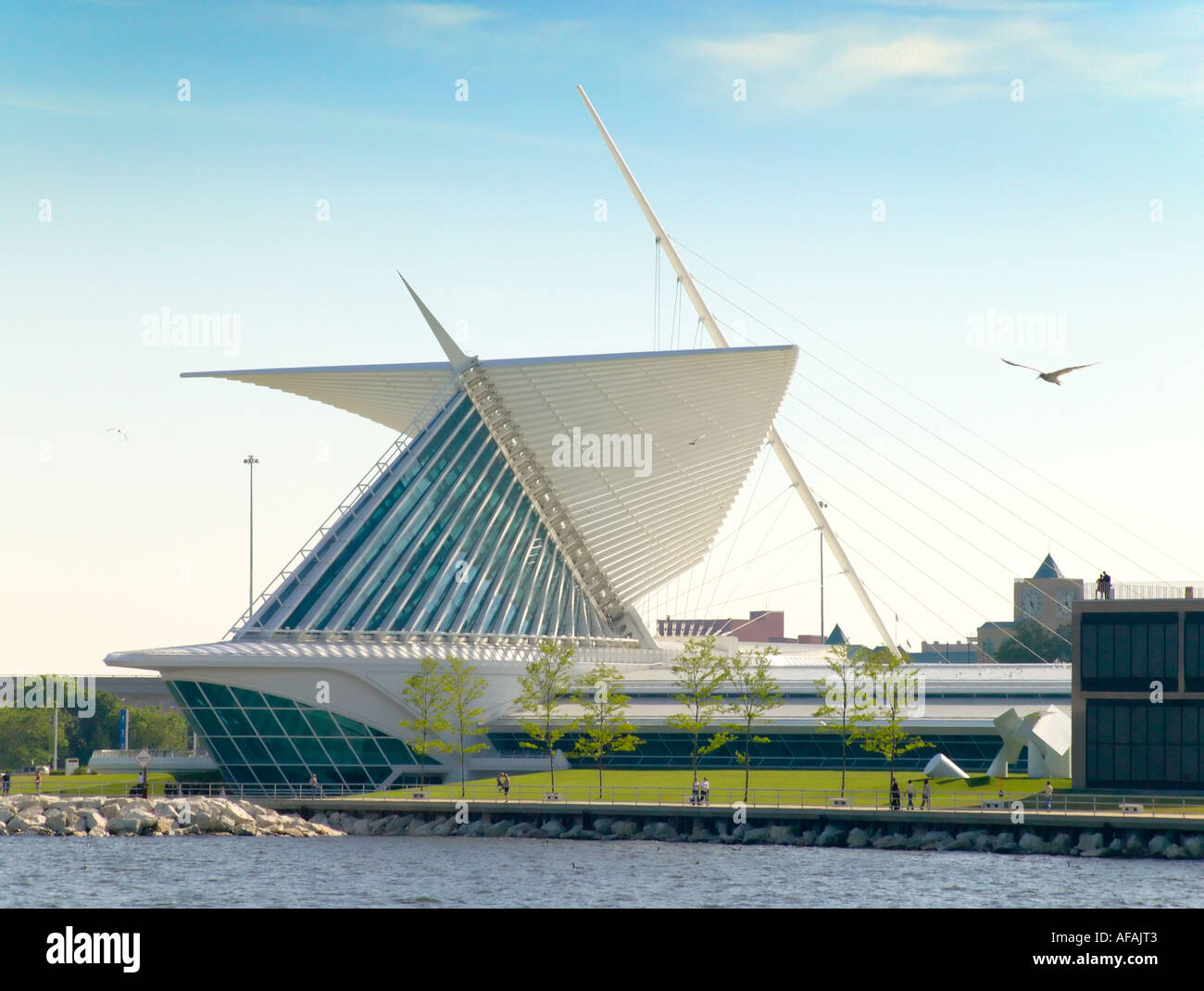 Calatrava ala di Milwaukee Art Museum sul Lago Michigan Milwaukee Wisconsin USA Foto Stock