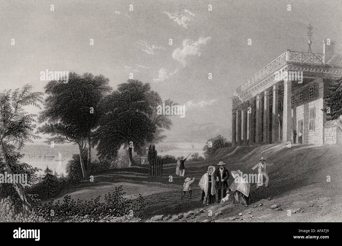 Washington's House, Mount Vernon, Virginia, USA, nel 19th secolo. Foto Stock