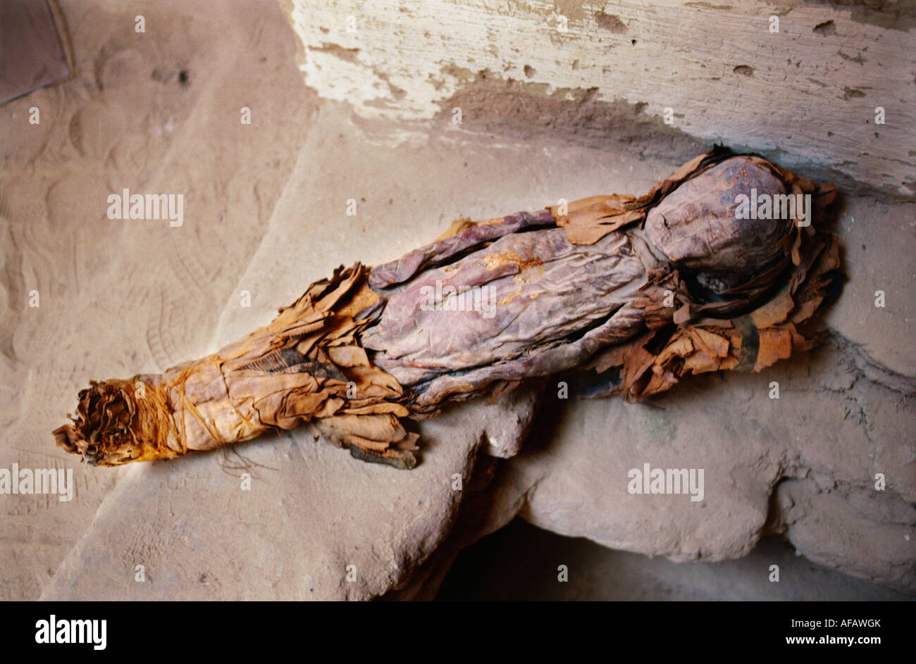 Egitto Bahariya mummia di bambino Foto Stock