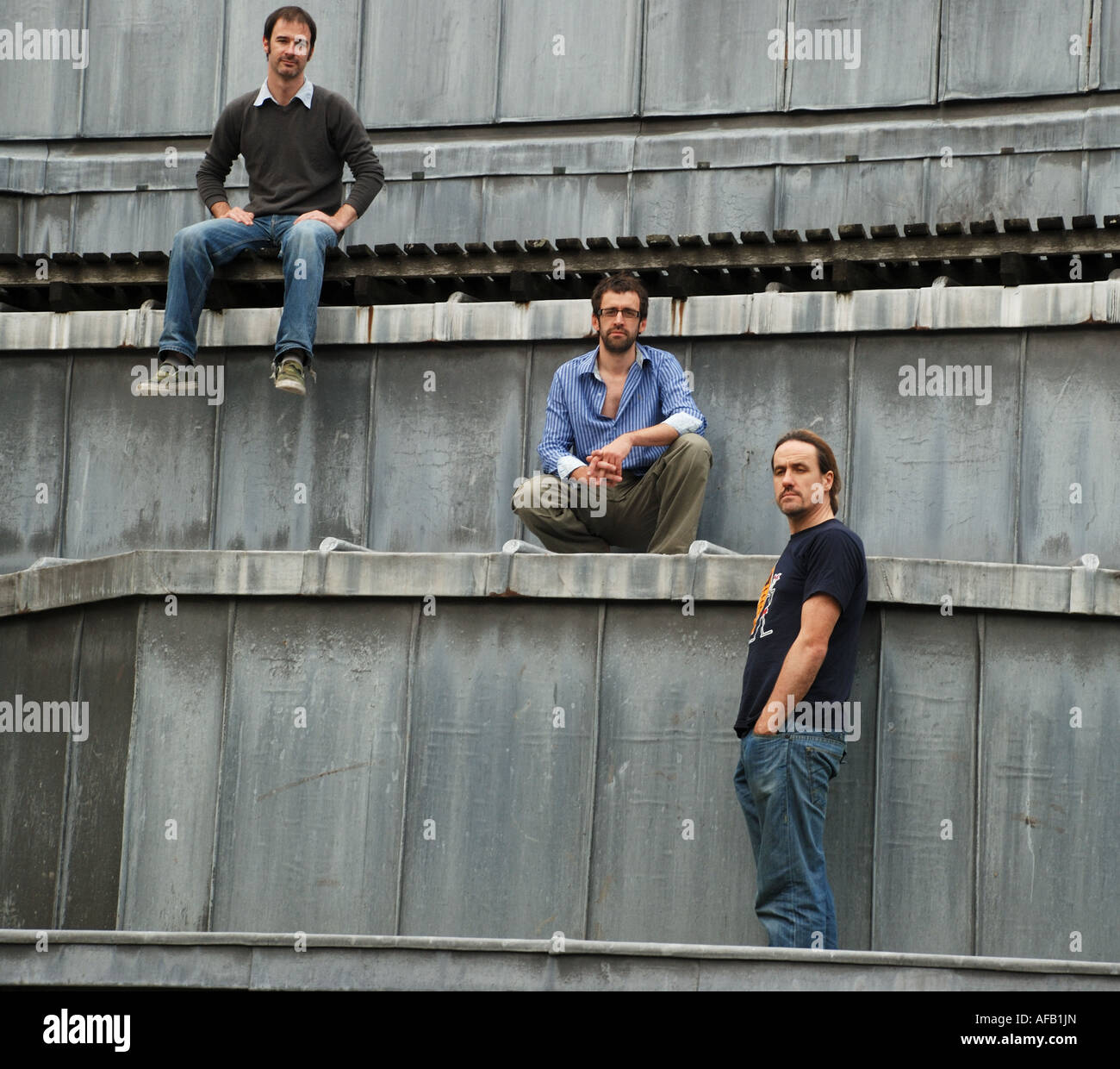 Neil Cowley Trio sul tetto di Peter Gabriel del mondo reale in studio di registrazione Foto Stock