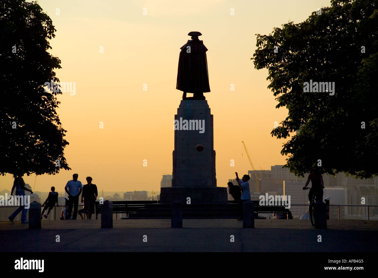 Statua al General Wolfe Greenwich Park al tramonto Foto Stock