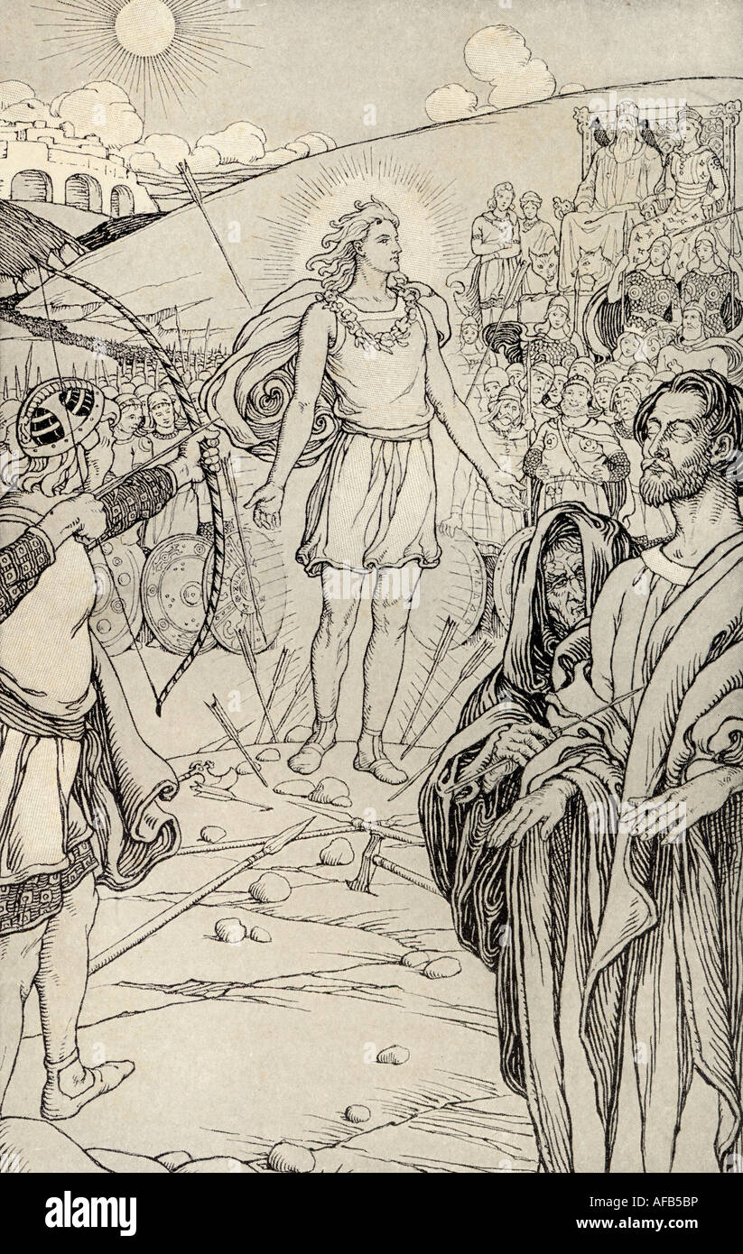 Ogni freccia ha tirato la testa. Illustrazione di e Boyd Smith dal libro Myths from Many Lands, pubblicato nel 1912. Foto Stock