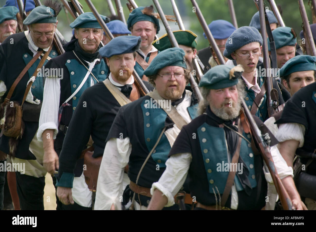 Rogers Rangers Fort Ticonderoga New York annuale di Grand Encampment rievocazione storica della battaglia decisiva in francese la guerra di indiano Foto Stock