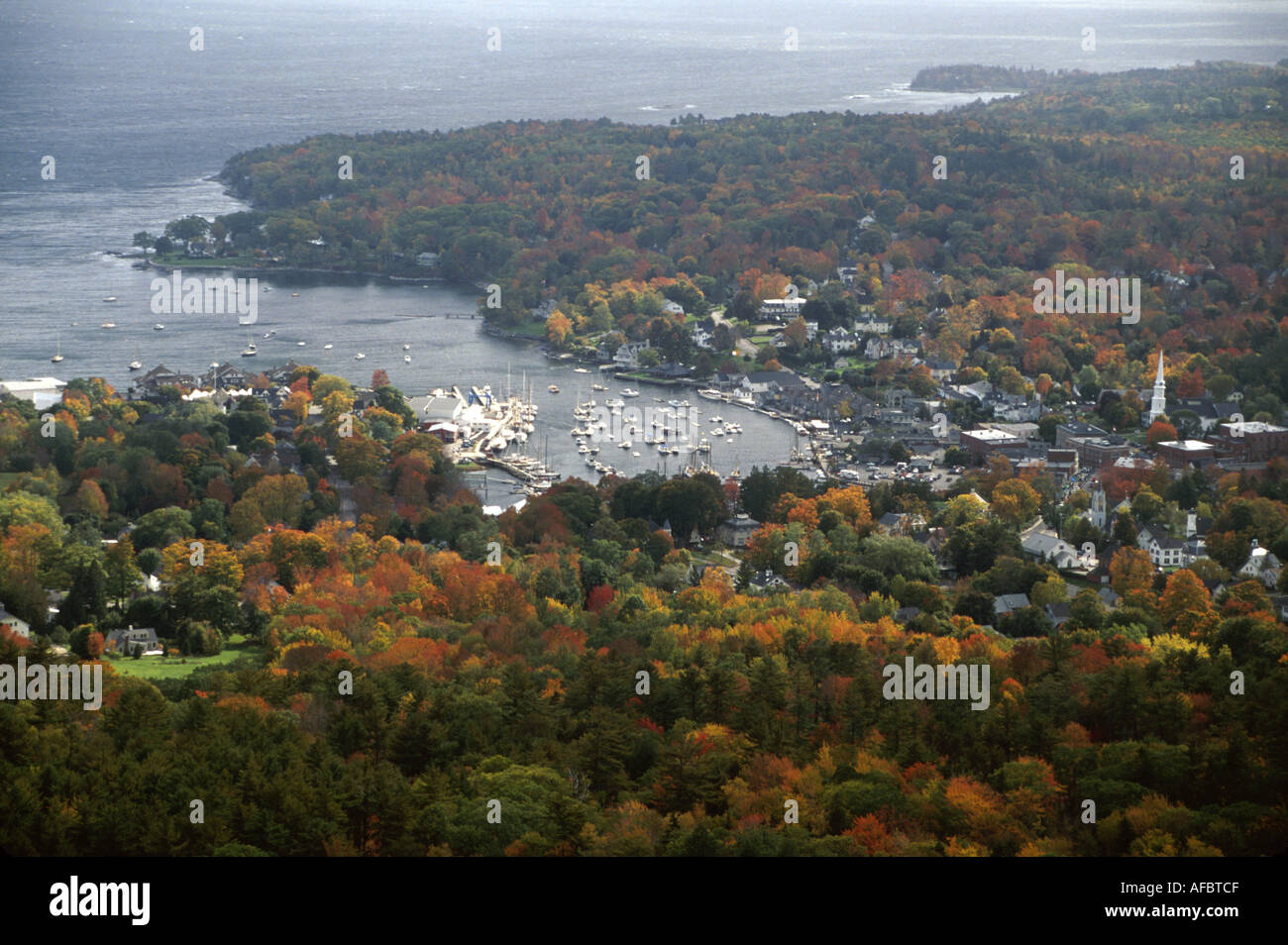 Maine,ME,New England,Camden Hills state Park,area pubblica,ricreazione,vista sul Monte Battie,Camden Harbour,porto,Penobscot Bay Water Inlet,viaggio visitatori Foto Stock