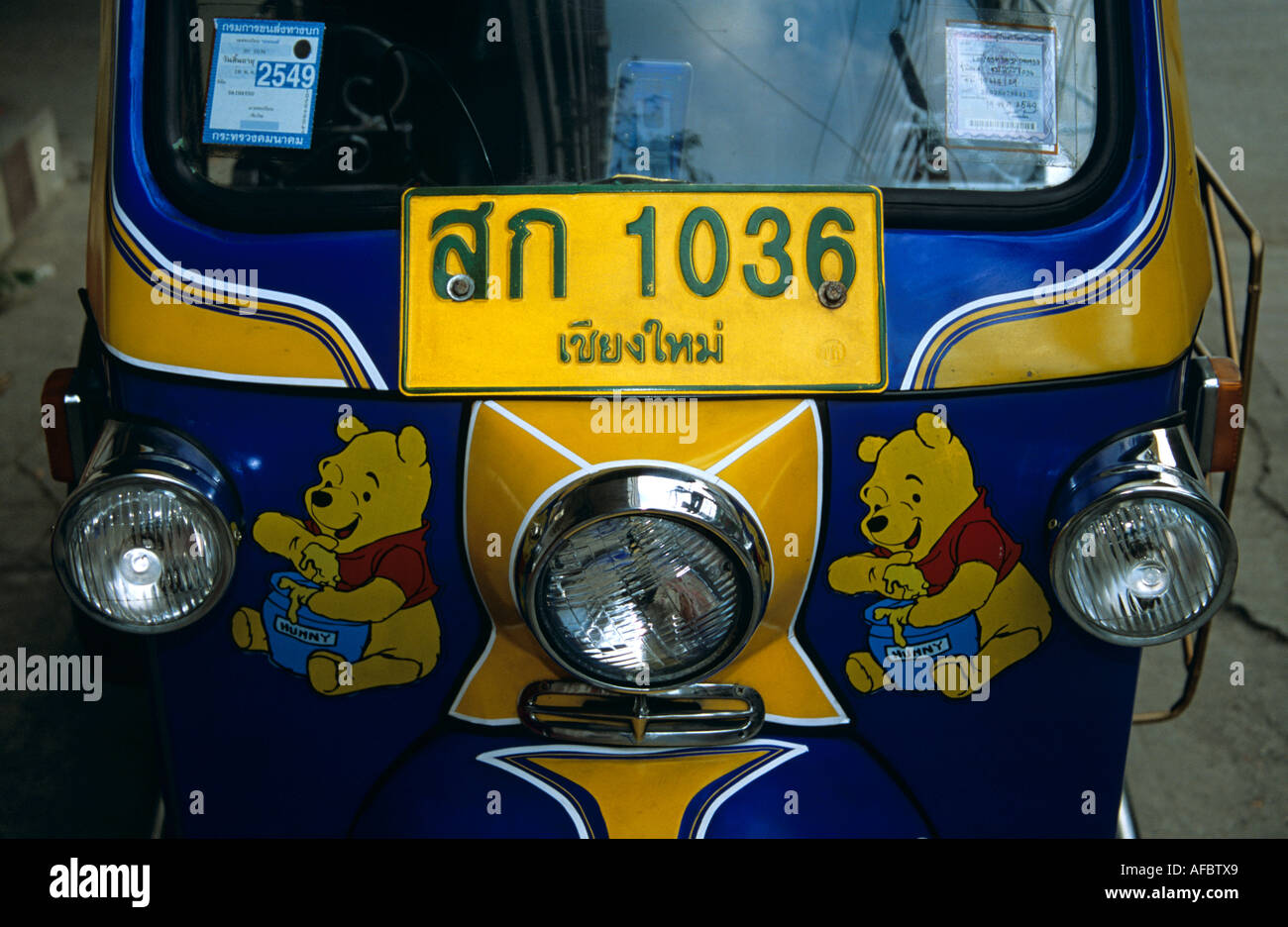 Parte anteriore di un tuk tuk, Chiang Mai, Thailandia Foto Stock