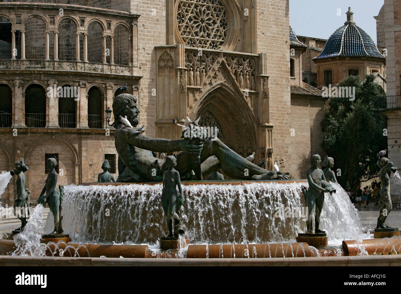 Plaza de la Virgen,valencia,Spagna. Foto Stock