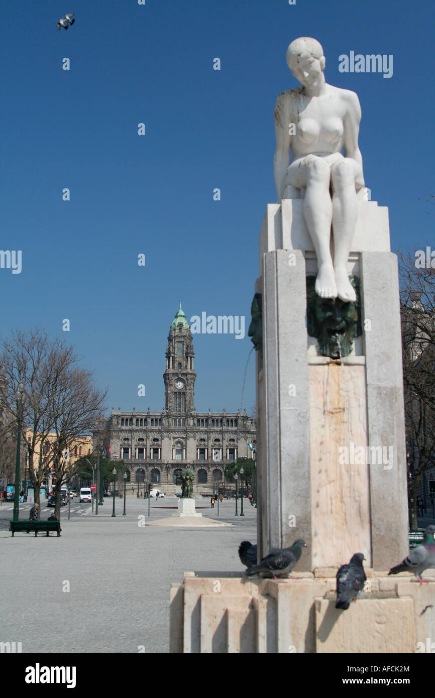 Porto Portogallo General Humberto Delgado square Foto Stock