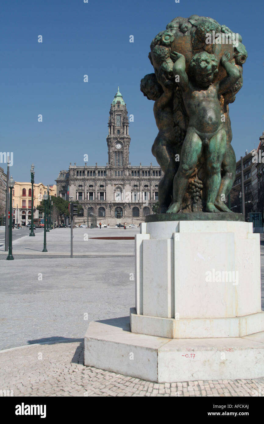 Porto Portogallo General Humberto Delgado square Foto Stock