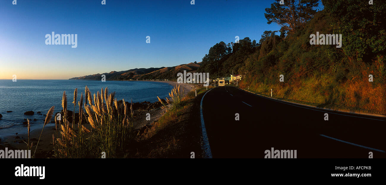 Costa & Road, vicino Waikawau, Penisola di Coromandel Nuova Zelanda Foto Stock