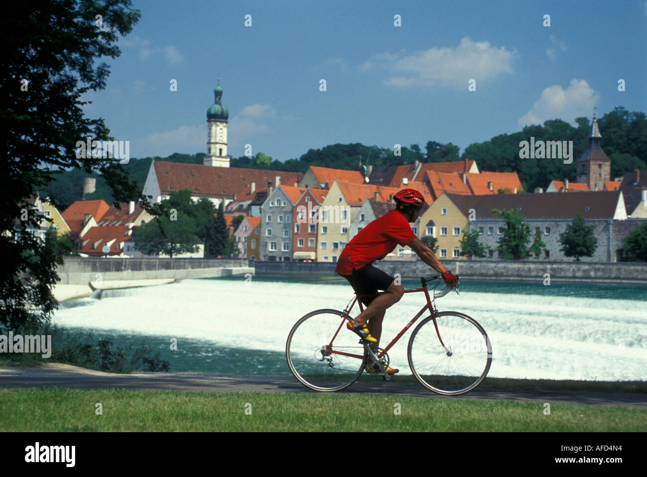 Biker, Landsberg Lech Baviera, Germania Foto Stock