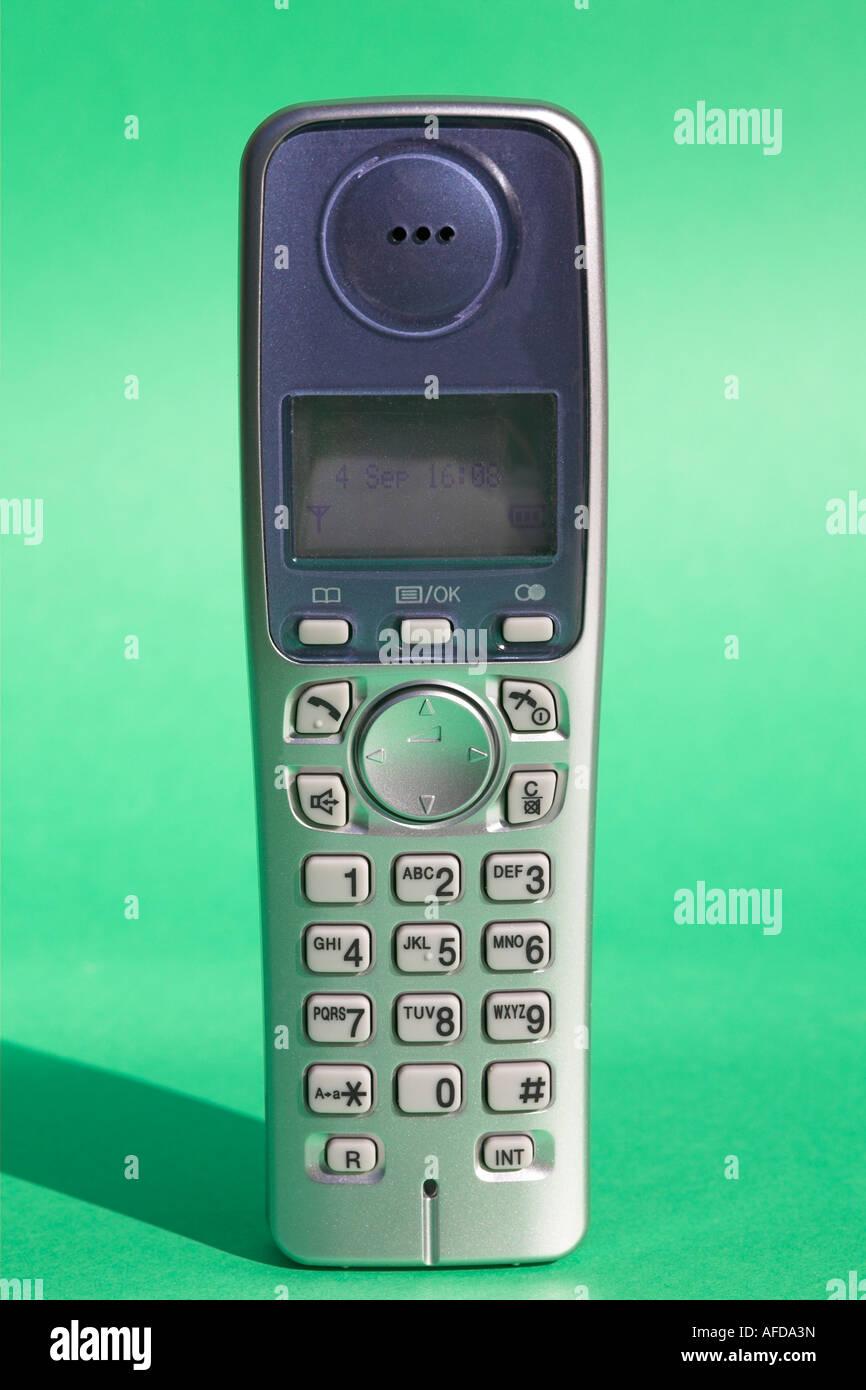 Close-up del ricevitore di un telefono cordless. Foto Stock