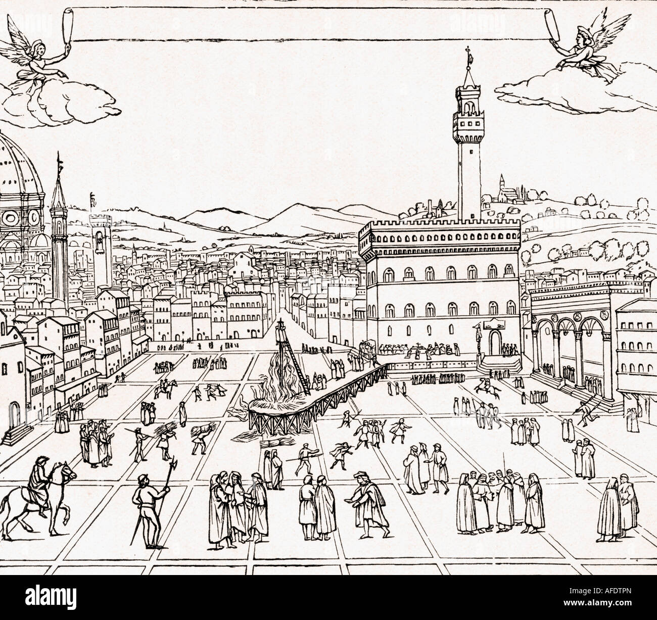 L'esecuzione di Girolamo Savonarola Foto Stock