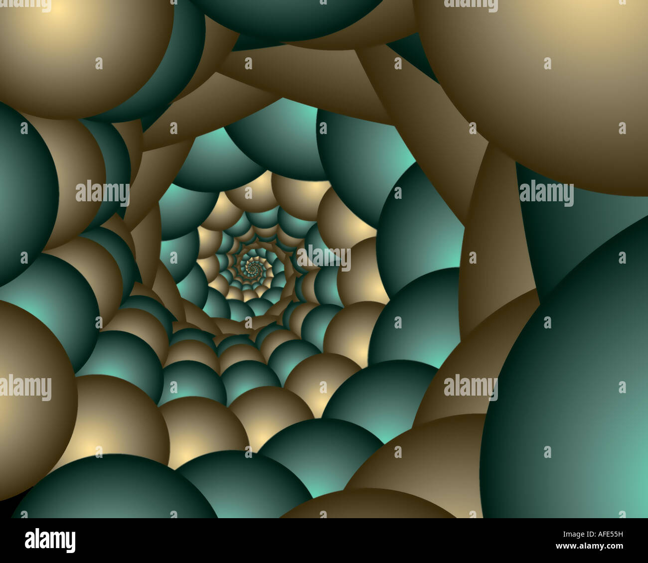 Abstract frattale di sfere in una forma a spirale Foto Stock