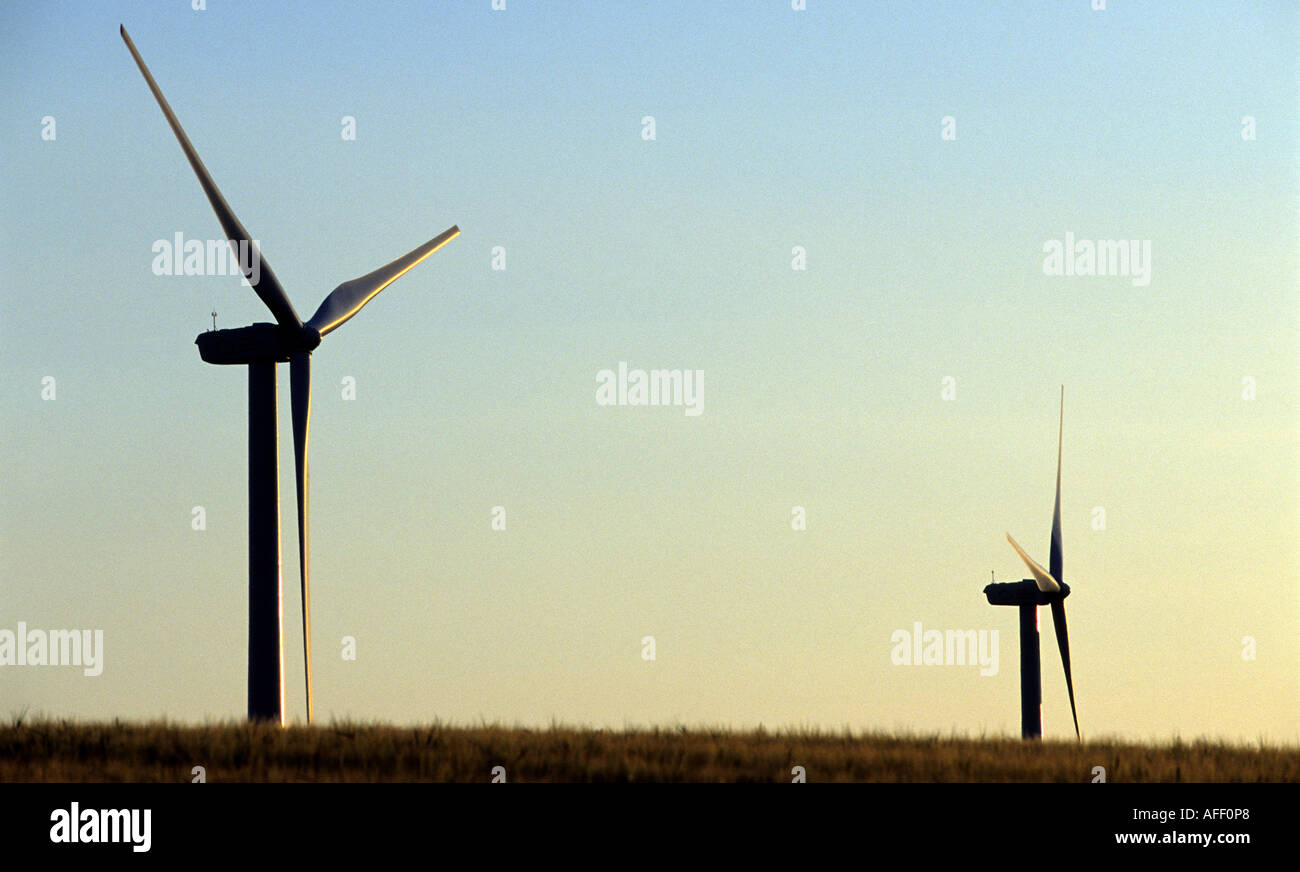 Le turbine eoliche Grevenbroich, Renania settentrionale-Vestfalia (Germania). Foto Stock