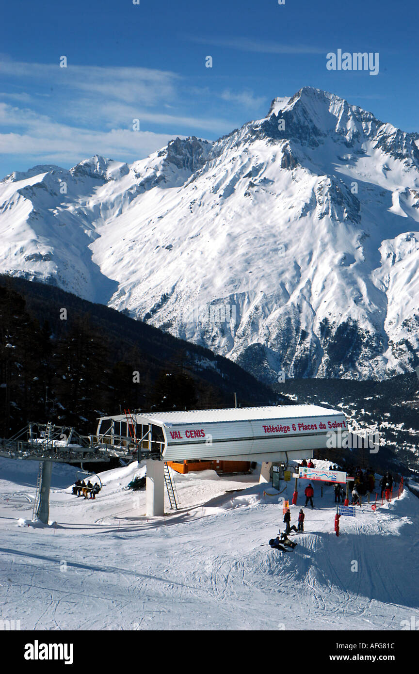 Stazione di sollevamento a Val Cenis Francia, inverno Foto Stock