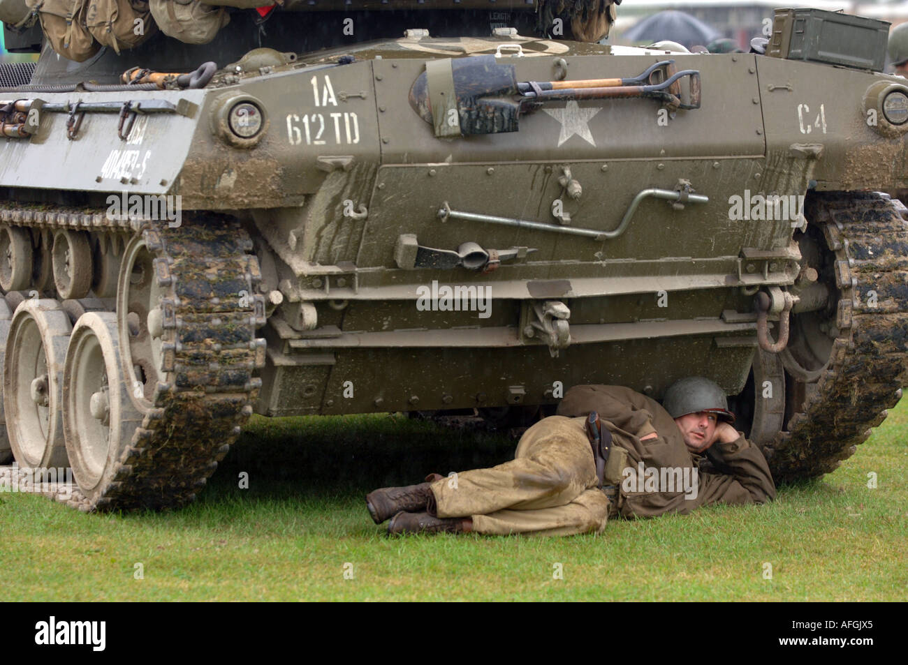 Soldati, soldati americani dalla Guerra Mondiale 2, rievocazione storica della società. La II Guerra Mondiale Storia viva l'Associazione. Foto Stock