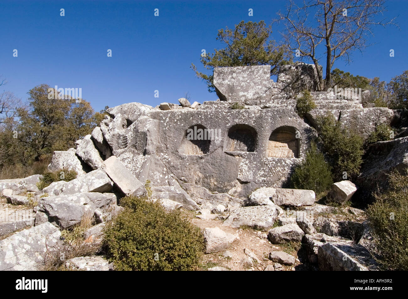 Termessos National Park vicino a Antalya Turchia antica città scavi Termessos il heroum all'Agora Foto Stock