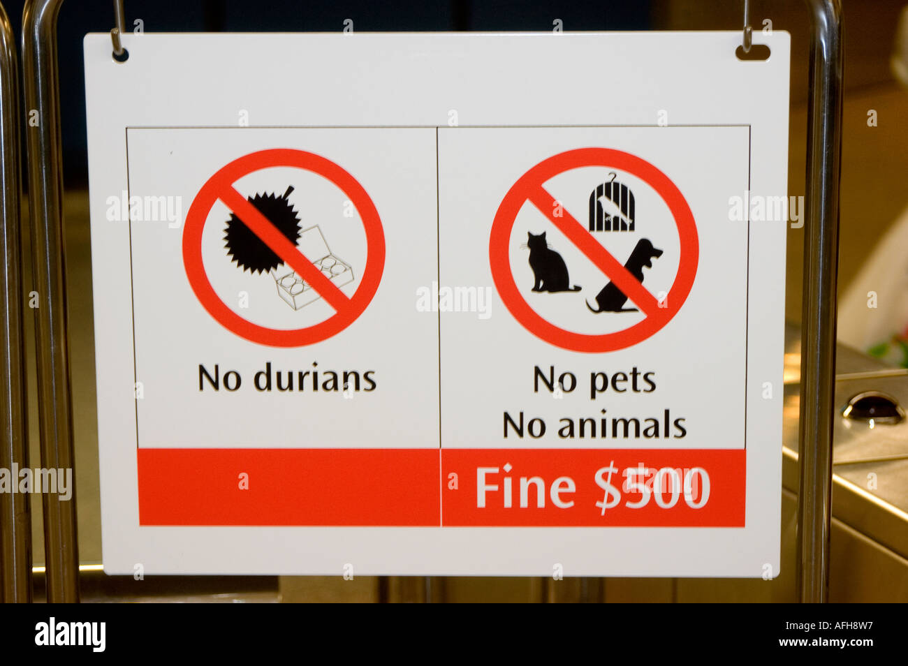 Segno di Durian Foto Stock