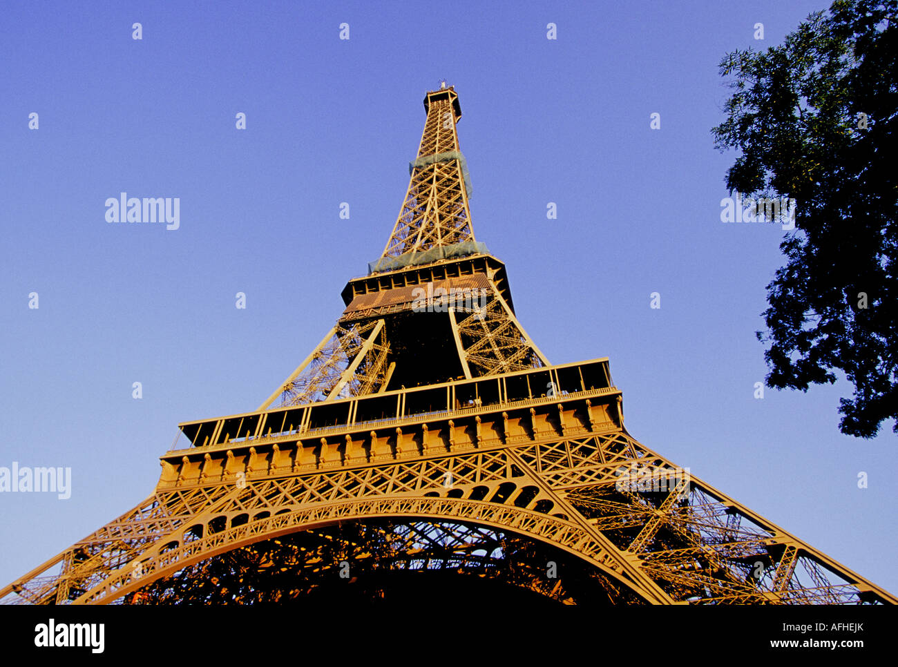 Una vista della Torre Eiffel che si affaccia sulla città di Parigi sul Fiume Senna Foto Stock