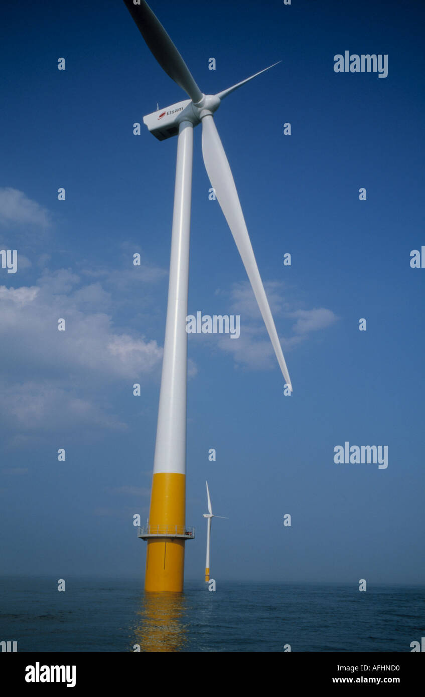 Kentish Flats Wind Farm in Herne Bay Kent REGNO UNITO Inghilterra Foto Stock