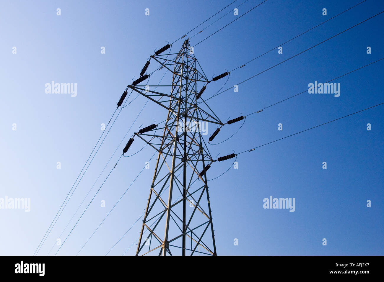 Tralicci e linee elettriche Foto Stock