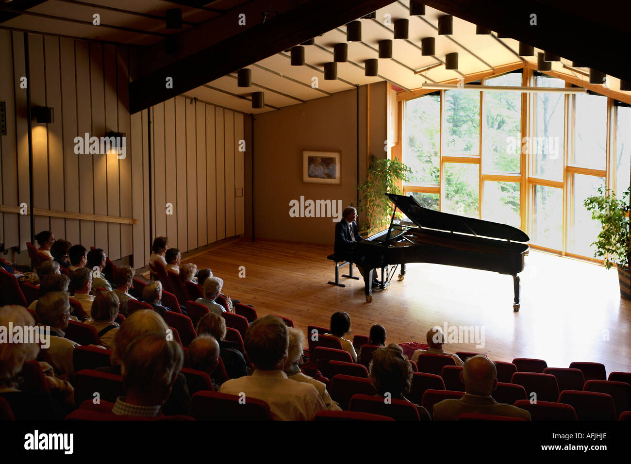 La Norvegia. Bergen. Troldhaugen. Concerto di Greig la musica in concert hall Foto Stock