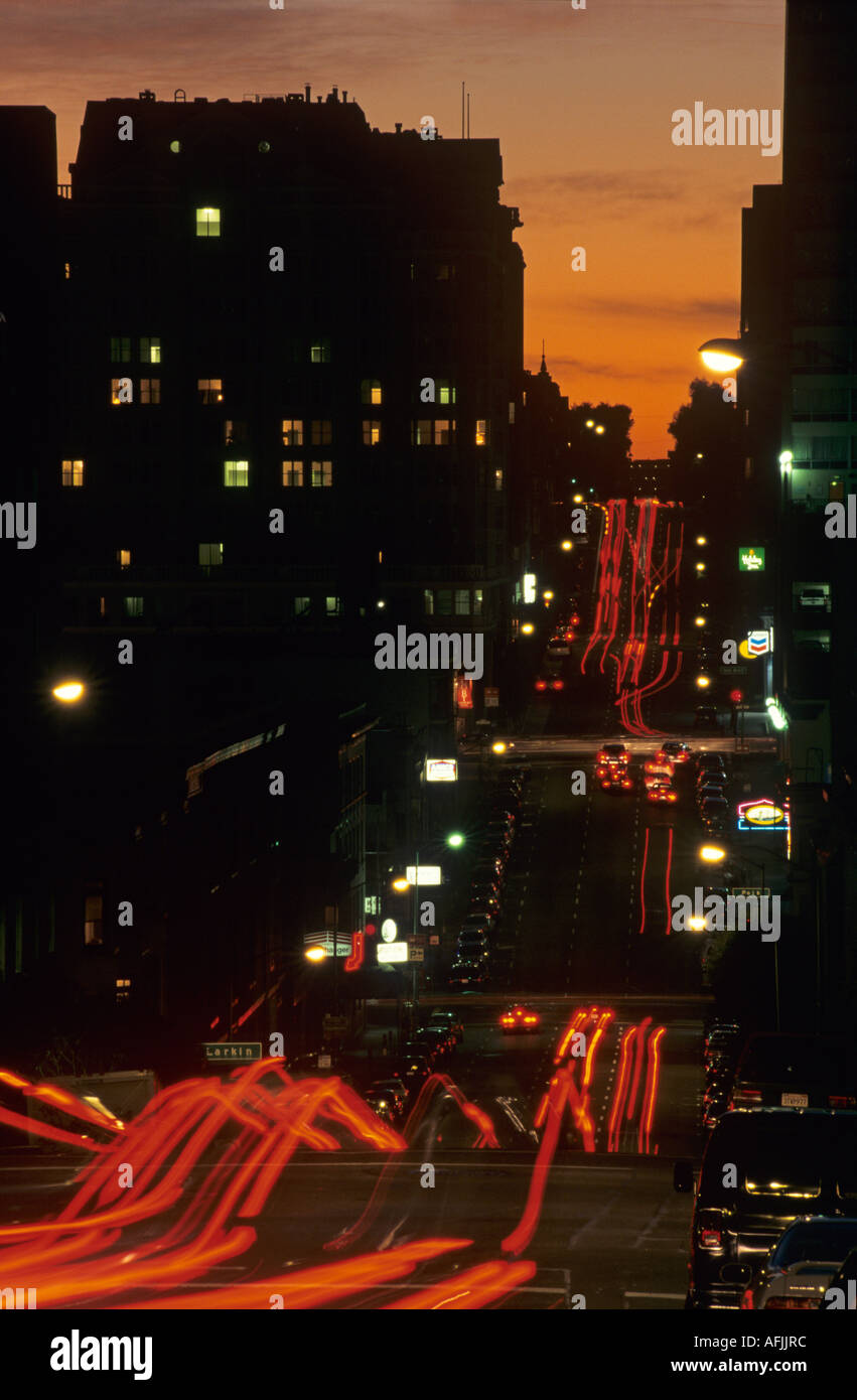 Ingorghi di notte a San Fransisco, California, USA Foto Stock