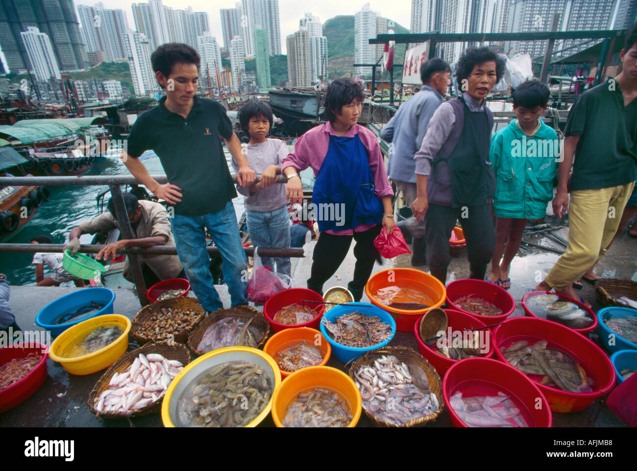 Il porto di Aberdeen Hong Kong Mercato del Pesce Foto Stock