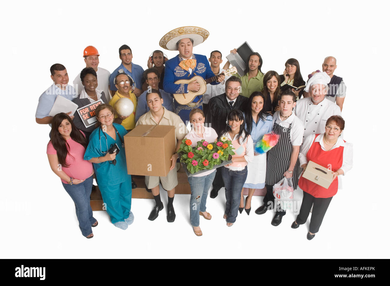 Ritratto di gruppo di persone con diverse professioni Foto Stock