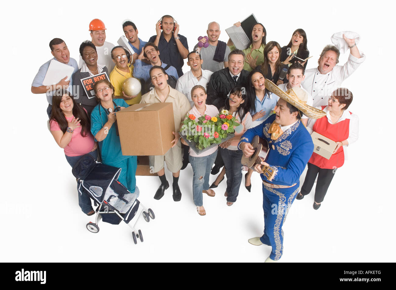 Ritratto di gruppo di persone con diverse professioni Foto Stock