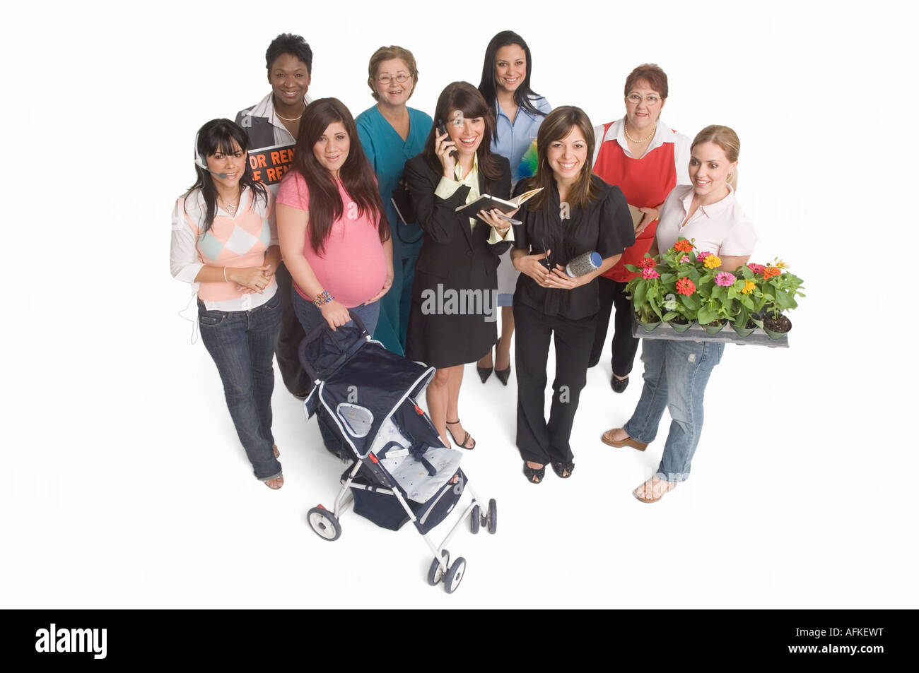 Ritratto di gruppo di persone con diverse professioni Foto Stock