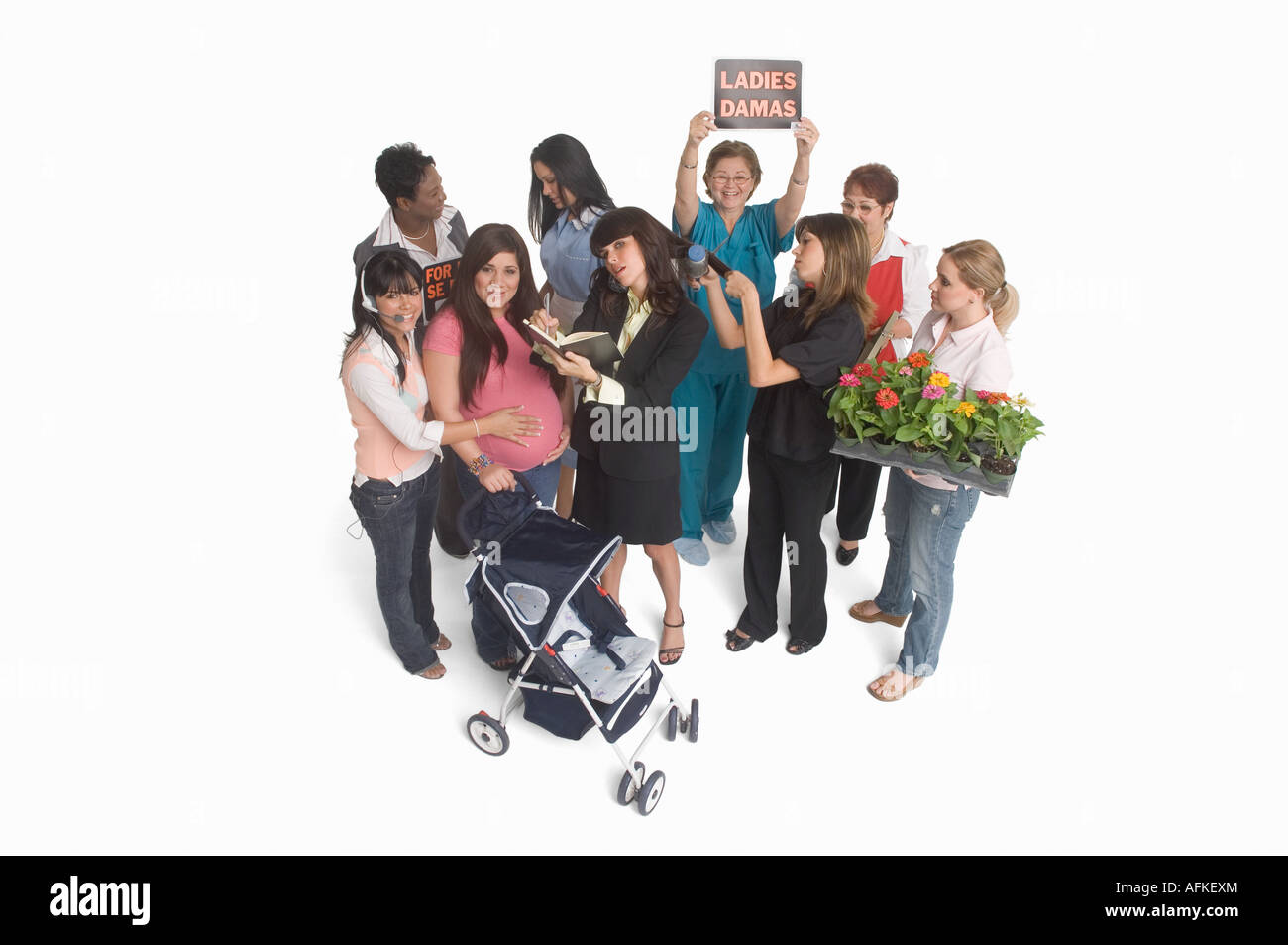 Ritratto di gruppo di persone con diverse professioni Foto Stock