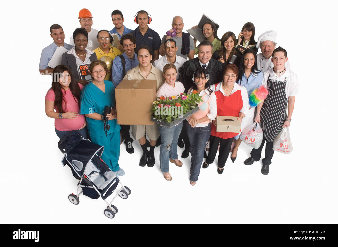 Ritratto di gruppo di persone con diverse professioni Foto Stock