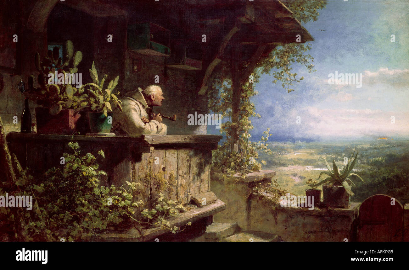 "Belle Arti, Spitzweg, Carl (5.2.1808 - 23.9.1885), pittura, 'Es brennt', (è la masterizzazione), circa 1860, collezione privata, ago Foto Stock