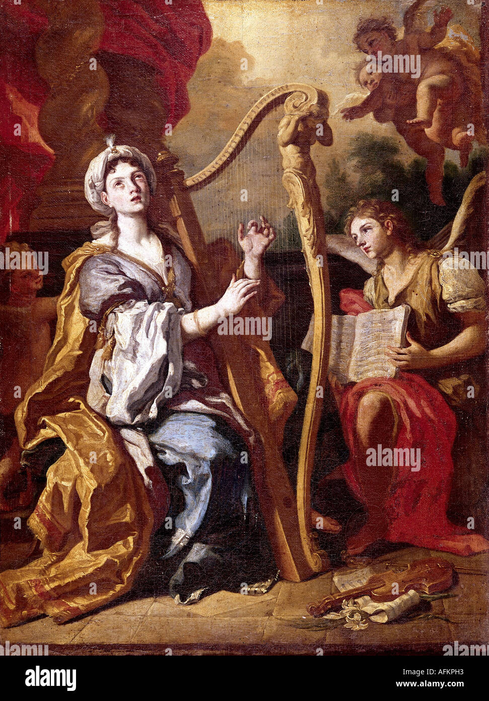 "Belle Arti - Solimena, Francesco (1657 - 1747), pittura, 'Saint Cecilie', Pommersfelden Cecile, religione, martire, patrono di m Foto Stock
