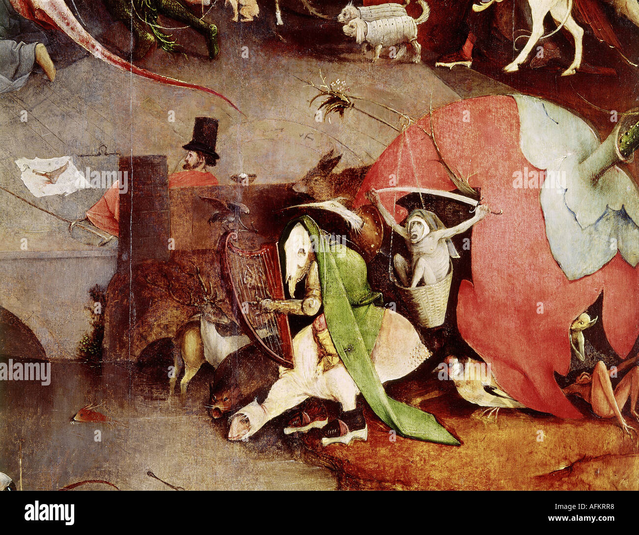 "Belle Arti, Bosch Hieronymus, (circa 1450 - 1516), pittura, "la tentazione di Sant Antonio', pannello centrale, dettaglio, 1505 - Foto Stock