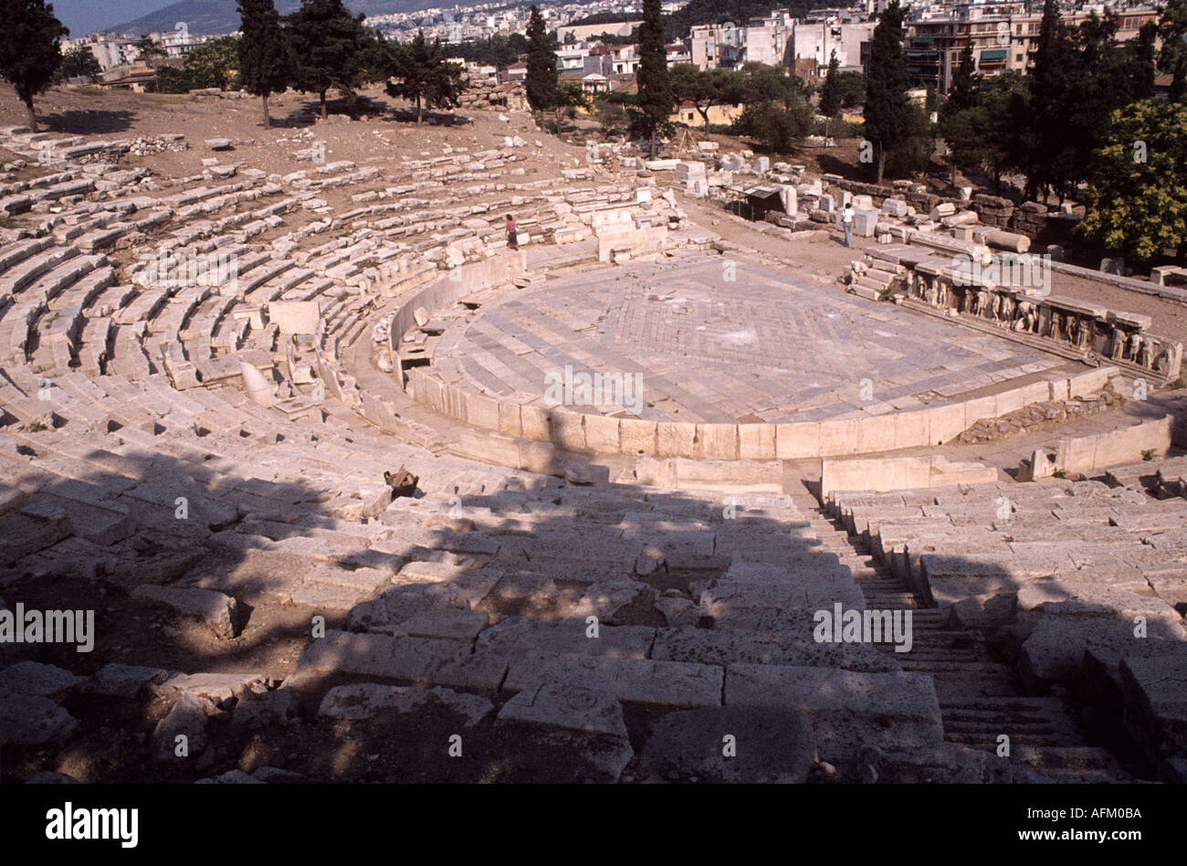 Teatro di Dioniso in Atene ricostruita da Lycurgus in 342 a 326 BC Foto Stock