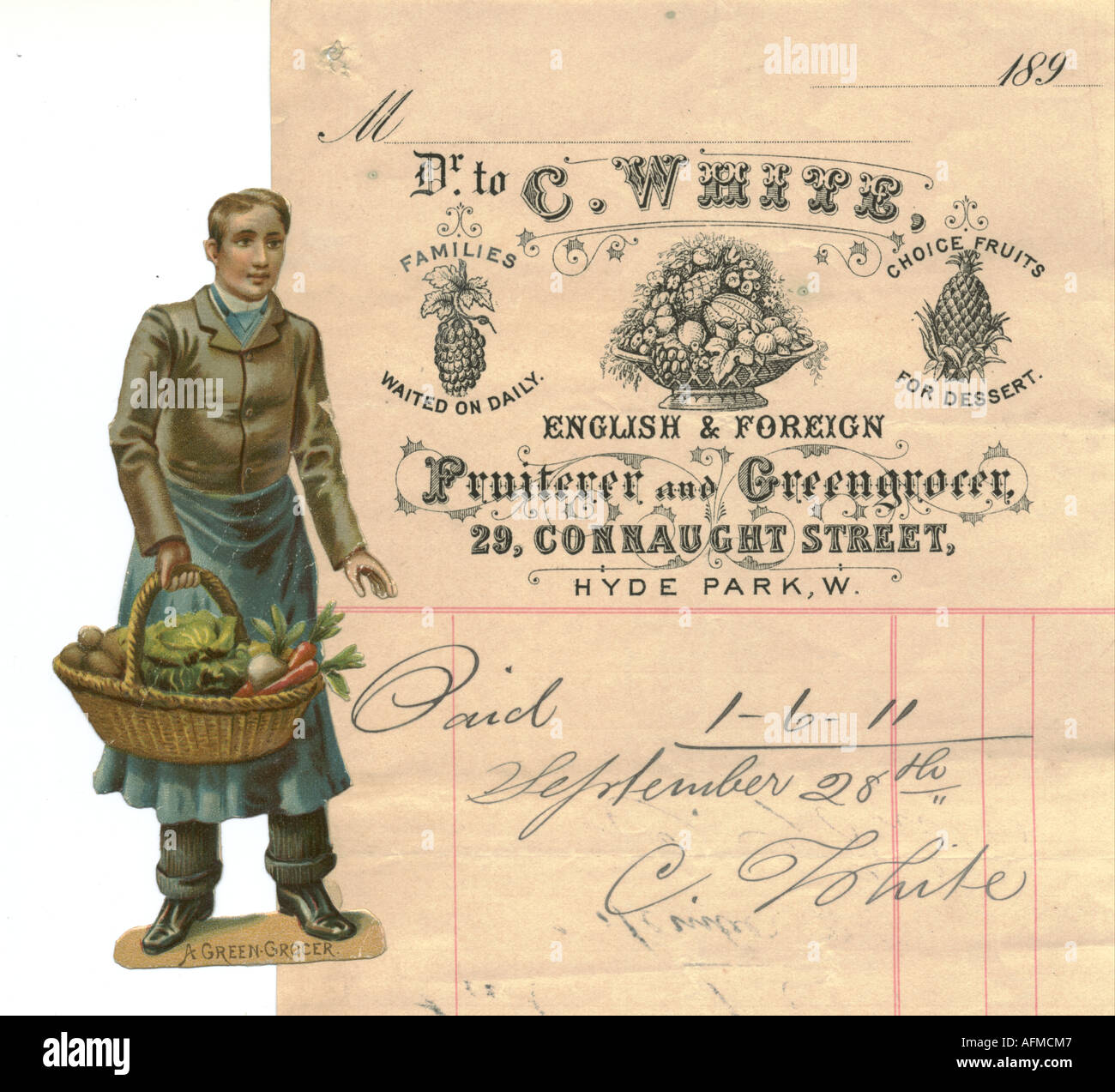 Chromolithographed fustellate rottami di ortolano e bill circa 1890 Foto Stock