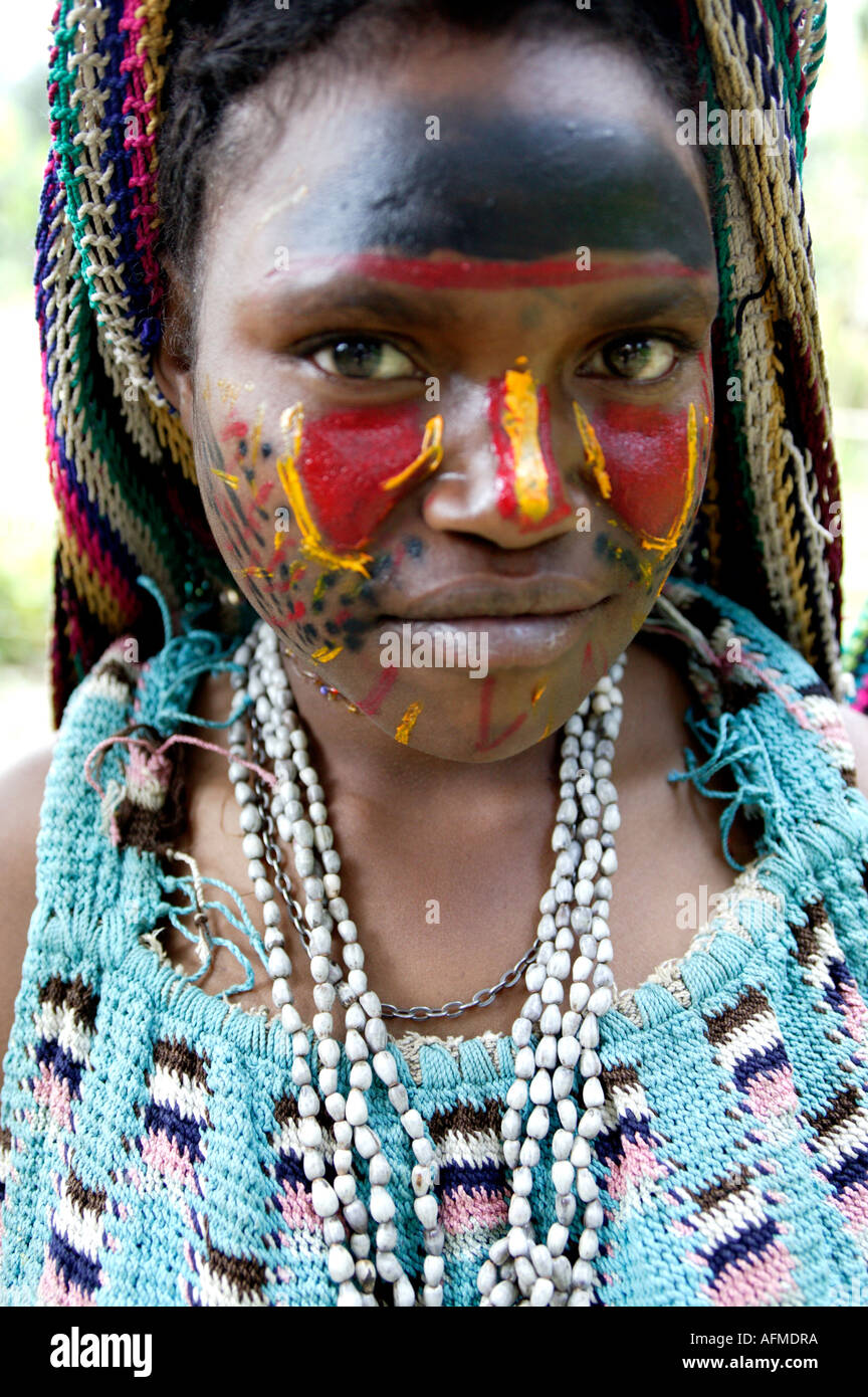 Tribeswoman, Papua Nuova Guinea Foto Stock