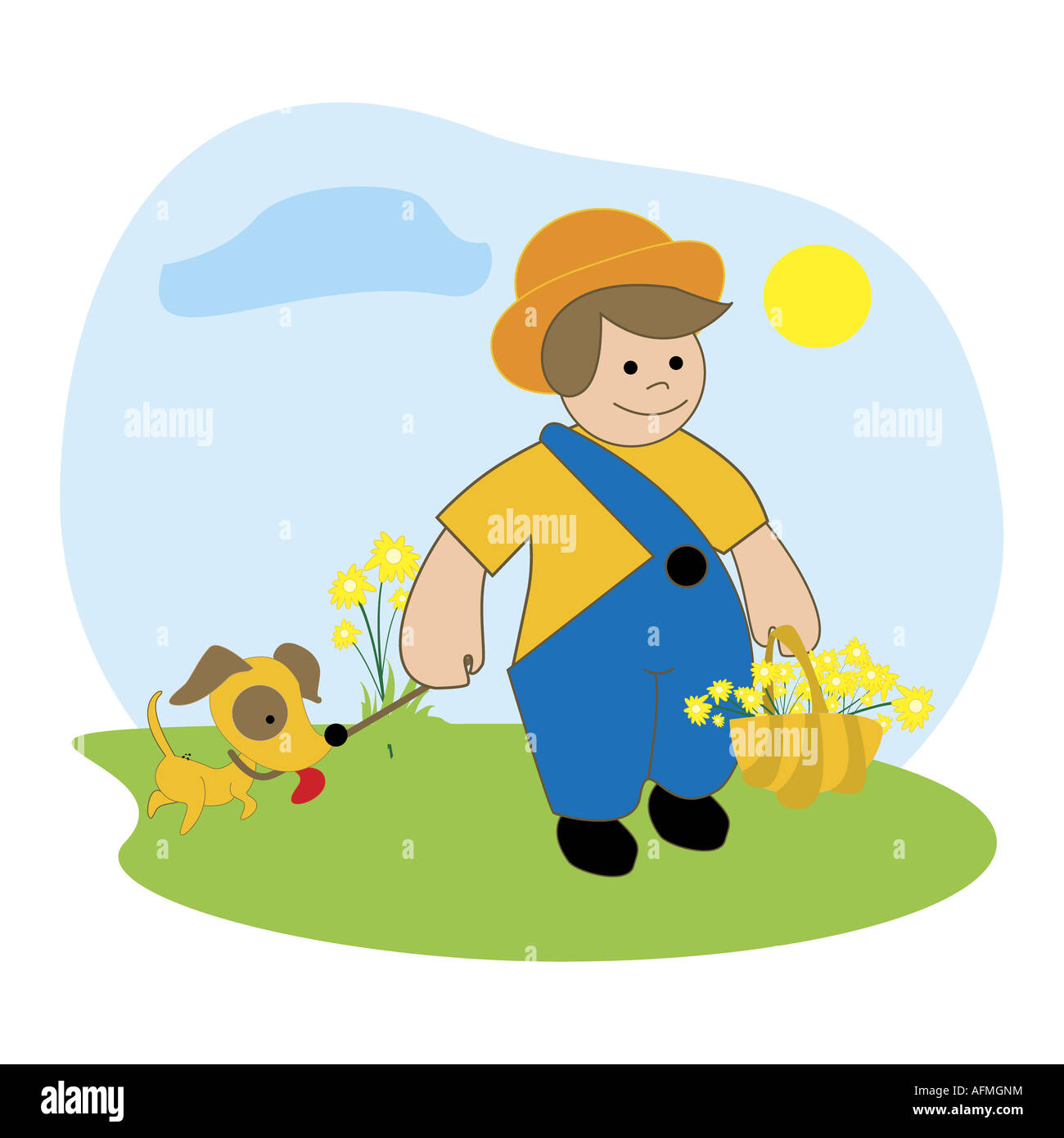 Uomo in possesso di un cucciolo al guinzaglio Foto Stock