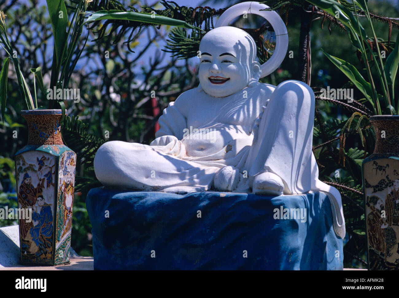 Buddha Sorridente, Vietnam Foto Stock