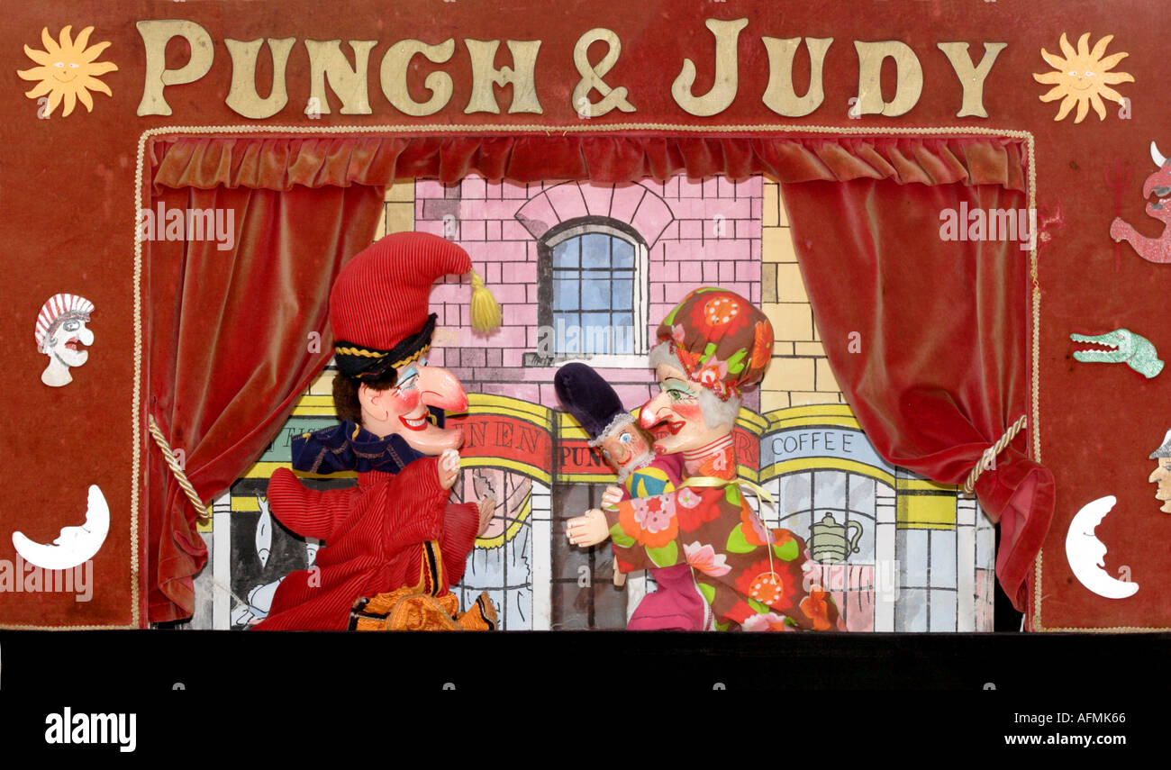 Punch e Judy Spettacolo di Marionette Foto Stock