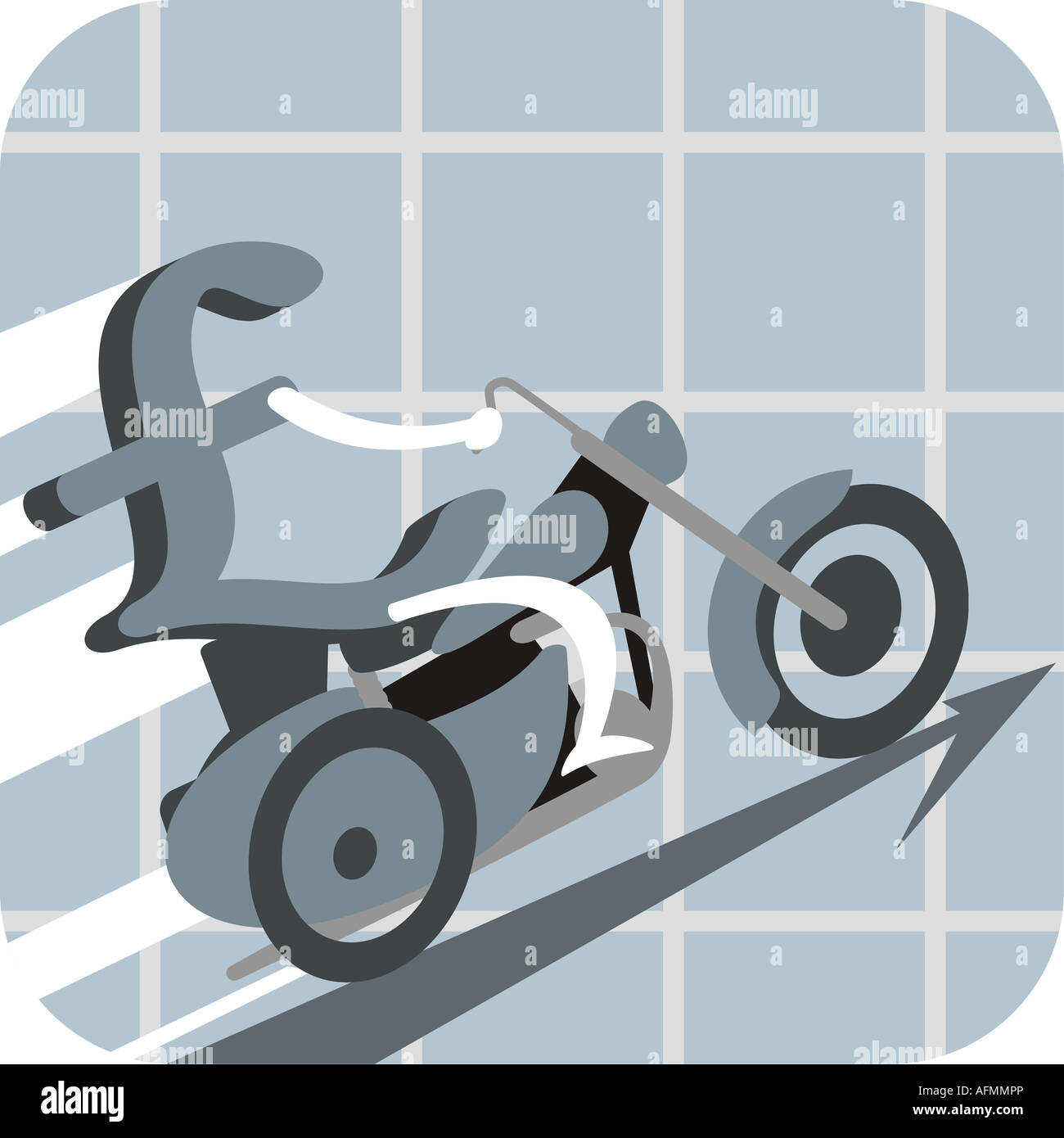 Il simbolo cancelletto alla guida di una motocicletta su un grafico a linee Foto Stock
