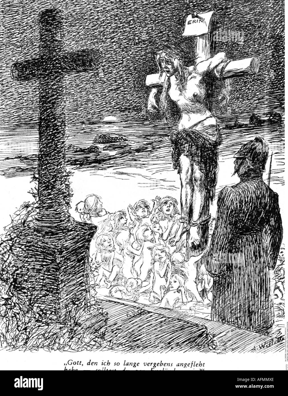 Geografia/viaggio, Irlanda, politica, caricatura contro la repressione britannica, disegno di Willette, 'le Rire', Parigi, 23.11.1899, , Foto Stock