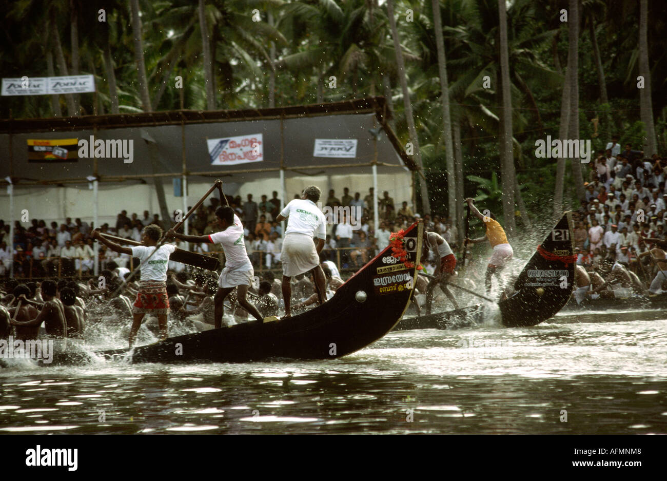 India Kerala Alleppey sport Nehru Cup Longboat gare longboats racing Foto Stock